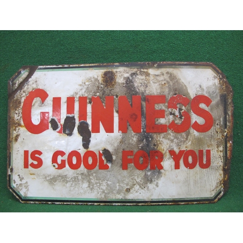 84 - Rough double sided enamel advertising sign for Guinness Sold Here, red letters on a white ground wit... 