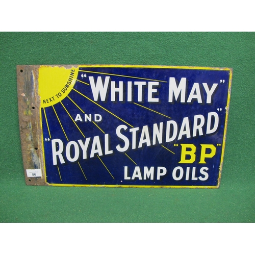 86 - Double sided (flattened) enamel advertising sign for BP White May And Royal Standard Lamp Oils - Nex... 