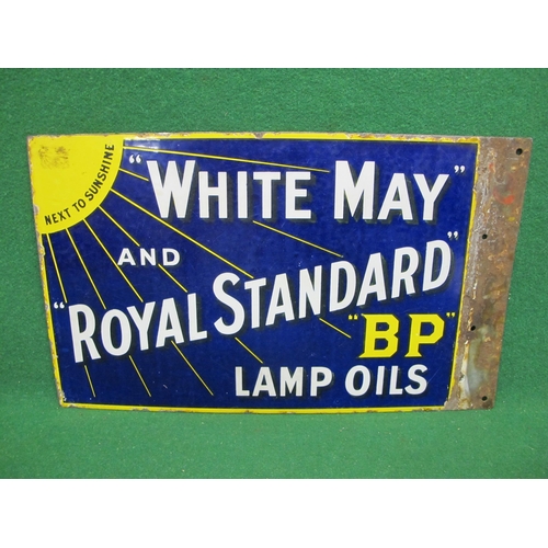 86 - Double sided (flattened) enamel advertising sign for BP White May And Royal Standard Lamp Oils - Nex... 