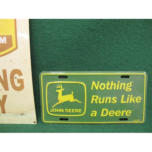 93 - Three different modern tin signs for John Deere: Quality Farm Equipment, Parking Only and Nothing Ru... 