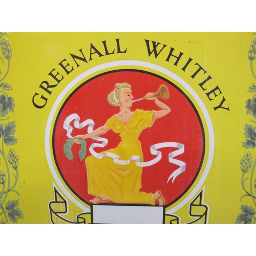 98 - Square enamel sign for Greenall Whitley, a brewery in St Helens which opened in 1762 and closed in 1... 