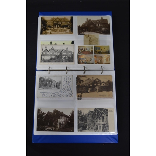 184 - Folder containing approx 200 black & white and colour postcards of mainly hotels and houses in Crowb... 