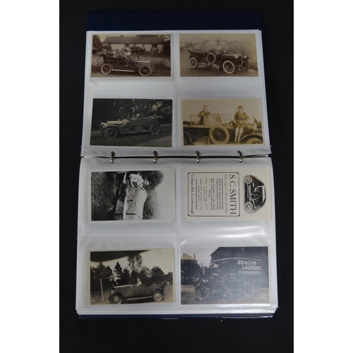 185 - Folder containing approx 250 black & white and colour postcards of vehicles including buses and carn... 