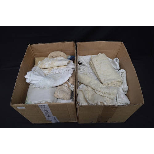 190 - Two boxes containing a quantity of mixed linen and lace