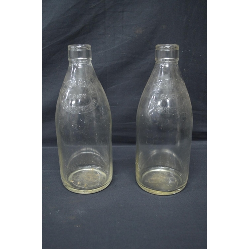 198 - Vintage galvanised milk bottle basket to hold eight bottles together with eight various glass Clock ... 