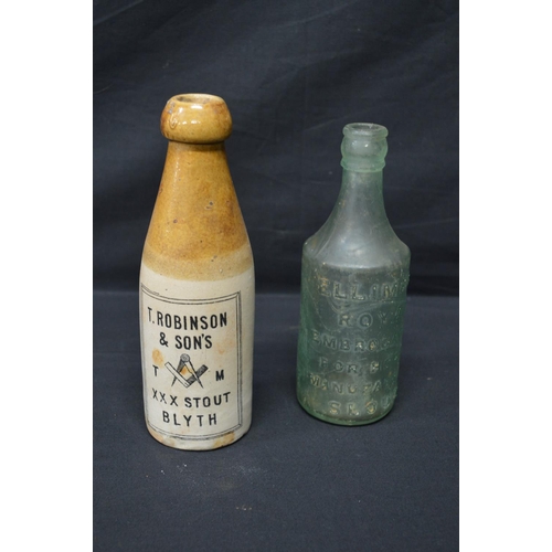 198 - Vintage galvanised milk bottle basket to hold eight bottles together with eight various glass Clock ... 