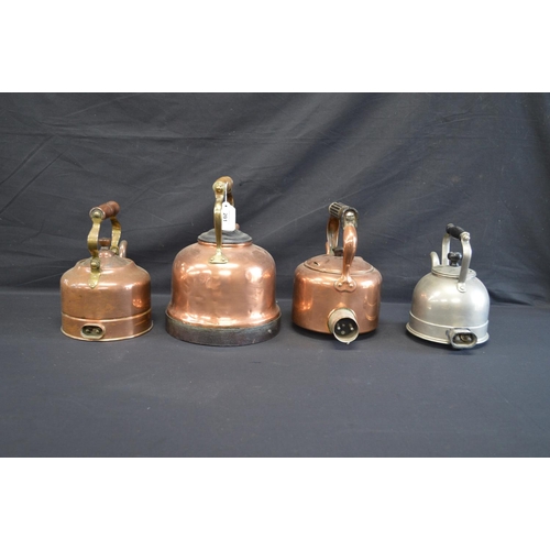 201 - Group of three copper kettles together with one other kettle