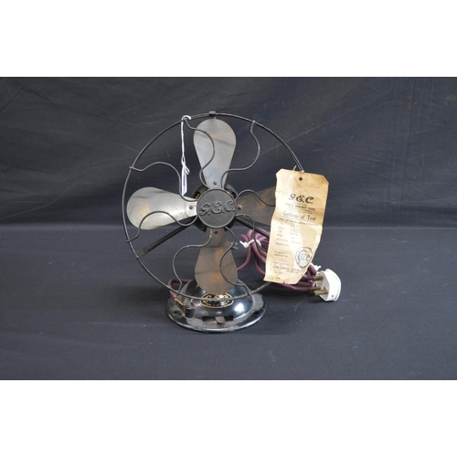 202 - Vintage GEC Electric table fan with original instructions - 32cm tall (Sold as seen)
