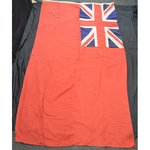 205 - Group of three flags to comprise: Union Flag/Jack with white border - 227cm x 117cm, Union Flag/Jack... 