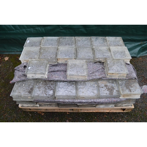 37 - Collection of 87 glass architectural bricks - 19cm square x 8cm thick