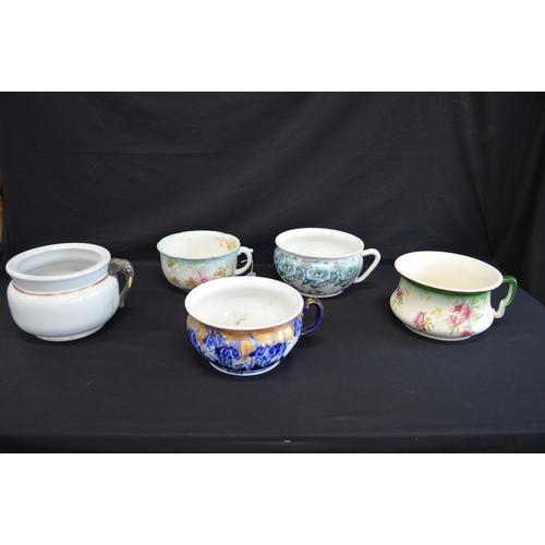 211 - Group of five various chamber pots
