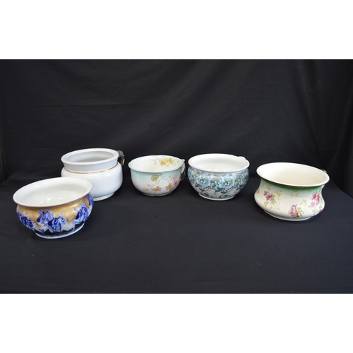 211 - Group of five various chamber pots