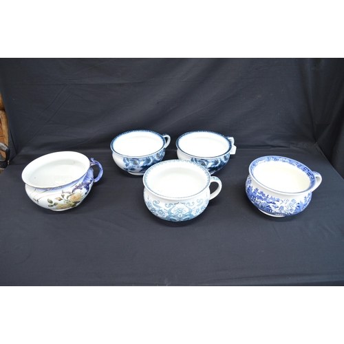 212 - Group of five various chamber pots