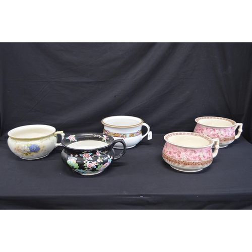 213 - Group of five various chamber pots