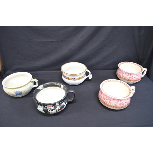 213 - Group of five various chamber pots