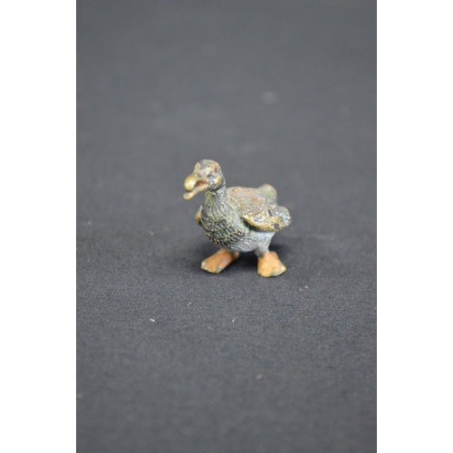 227 - Group of four cold painted bronze figures to comprise: Peter Rabbit - 4cm tall, lizard, kitten and g... 