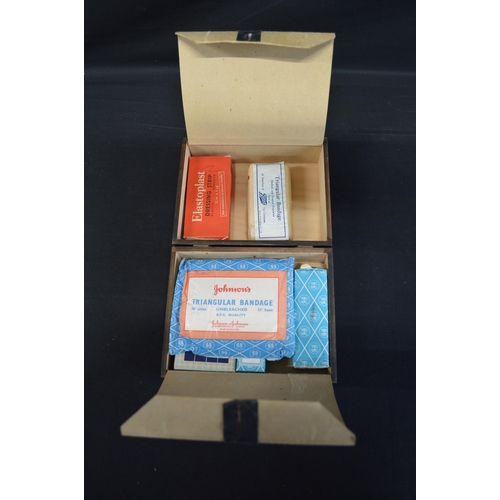 230 - Vintage wooden cased Boots Home First Aid case with contents - 18cm wide together with two boxed 194... 