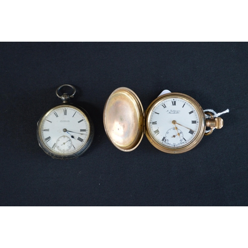 231 - Silver cased pocket watch by William Philcox together with a gold plated pocket watch by A Goldman