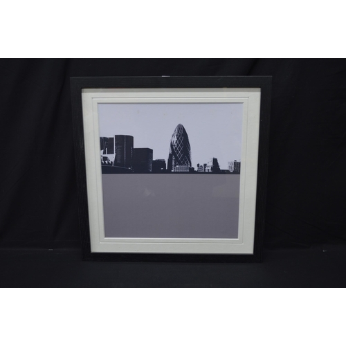 14 - Two Jacky Al-Samarraie contemporary art prints titled London Skyline and Gherkin - 40cm x 40cm each,... 