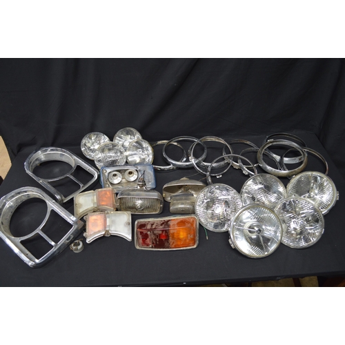 20 - Quantity of various Lucas car head lamps and associated items