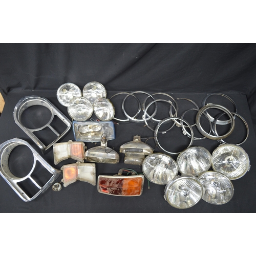 20 - Quantity of various Lucas car head lamps and associated items