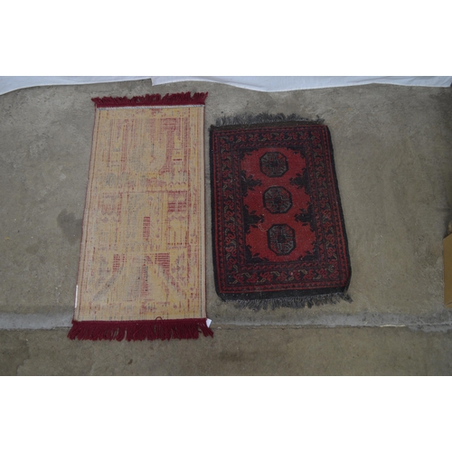 279 - Turkish wall hanging rug having a palace/mosque building surrounded by a patterned border, with end ... 