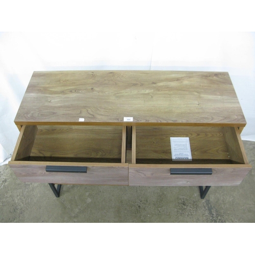 294 - Possibly Habitat Nomad oak effect side table having two short drawers with a lower tier united by sq... 