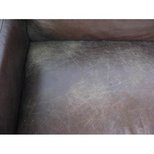 295 - Next leather Armchair And A Half having padded back and seat, standing on block feet - 114cm x 89cm ... 