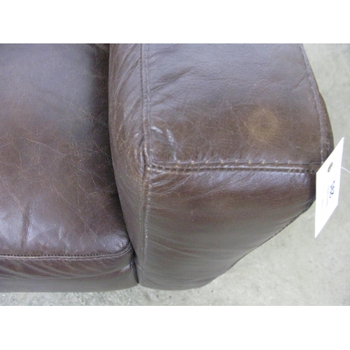 295 - Next leather Armchair And A Half having padded back and seat, standing on block feet - 114cm x 89cm ... 