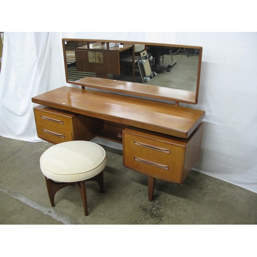 302 - G-Plan Fresco teak dressing table, the rectangular mirror over a central velvet lined frieze drawer ... 