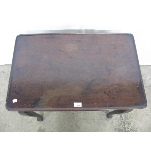 309 - Mahogany tray top side/silver table, standing on cabriole legs - 76cm x 49cm x 71cm tall (wood missi... 