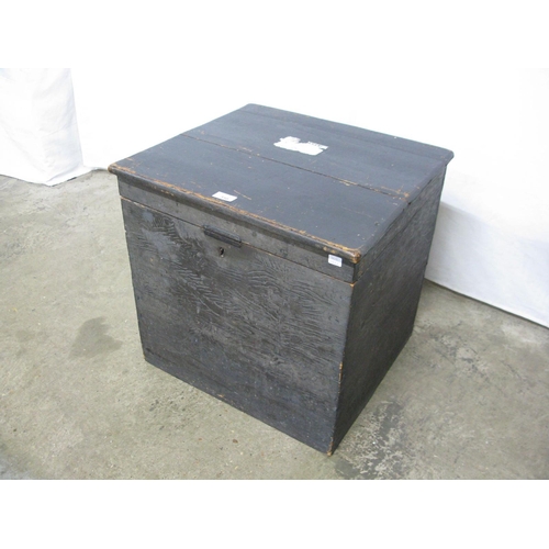 310 - Stained pine silver chest, the hinged lift top lid opening to a green baized lined interior with a l... 