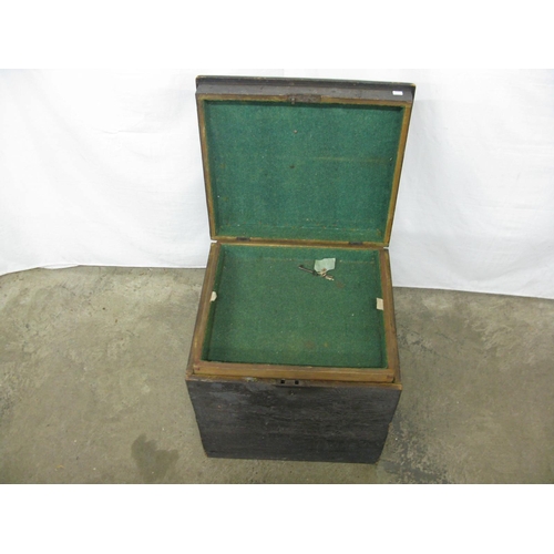 310 - Stained pine silver chest, the hinged lift top lid opening to a green baized lined interior with a l... 