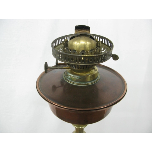 314 - Brass oil lamp standard standing on splayed supports with paw feet - 40cm x 40cm x 141cm tall (burne... 