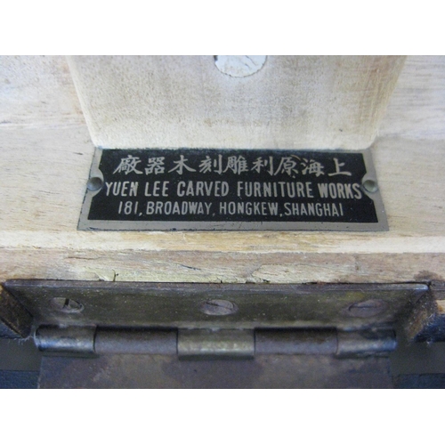 316 - Yuen Lee Carved Furniture Works Oriental carved camphorwood blanket box, the hinged lift lid having ... 