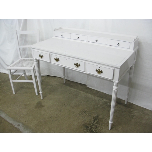 322 - Painted writing desk, the raised gallery back over four small drawers with a further three drawers b... 