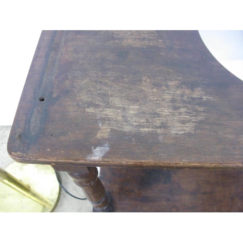 332 - Mahogany washstand/side table, the loose top with wash basin aperture below, standing on turned supp... 