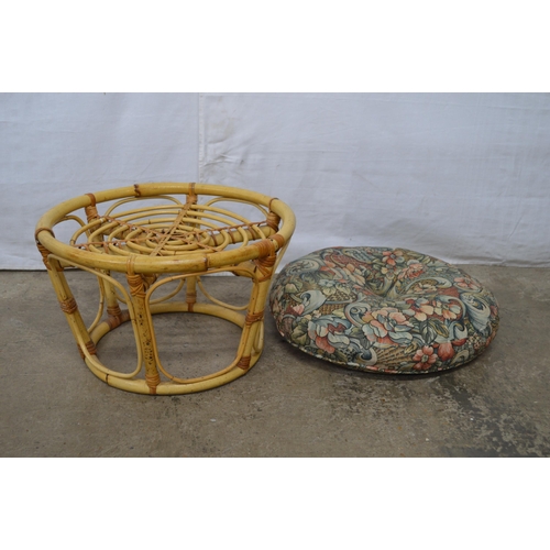 346 - Pair of bamboo and rattan side tables having three tiers each with raised backs - 31cm x 31cm x 75cm... 