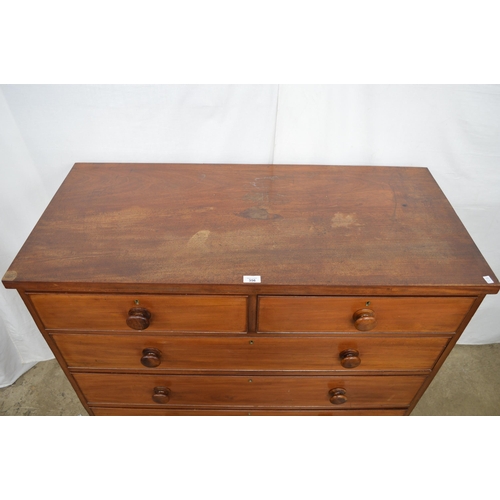 356 - Mahogany chest of two short over three long graduated drawers, standing on turned legs - 115cm x 53c... 