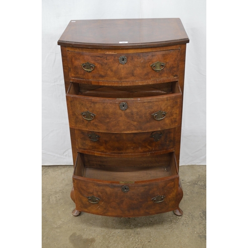 359 - Walnut bow fronted chest of four graduated drawers, standing on cabriole legs - 62cm x 48cm x 107cm ... 