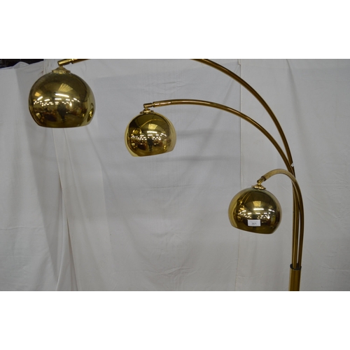 361 - Made in Italy gilt metal three branch floor lamp, standing on circular marble base - 124cm x 201cm t... 