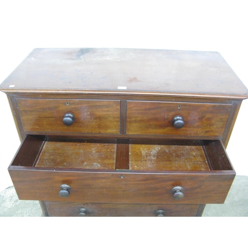 363 - Mahogany chest of two short over three long graduated drawers, standing on bun feet - 122cm x 57cm x... 