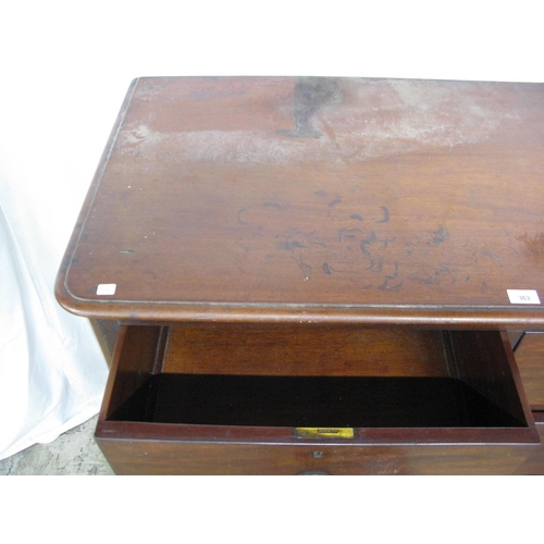 363 - Mahogany chest of two short over three long graduated drawers, standing on bun feet - 122cm x 57cm x... 