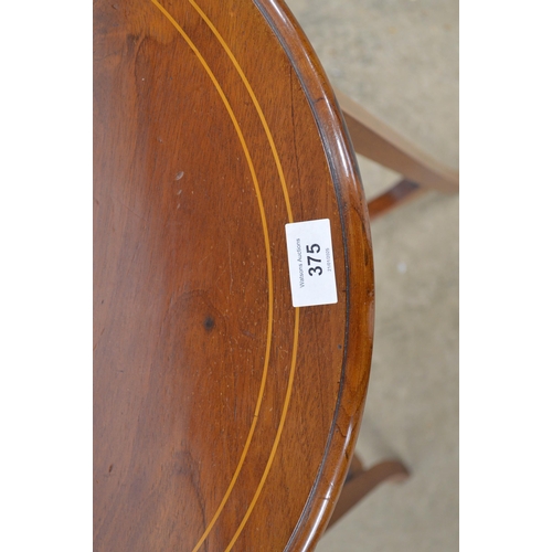 375 - Inlaid mahogany occasional table, the circular top over a lower tier united by square tapering suppo... 