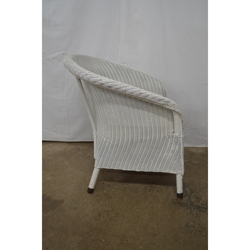 377 - Lloyd Loom chair standing on round legs with metal end caps - 54cm x 52cm x 72cm tall together with ... 