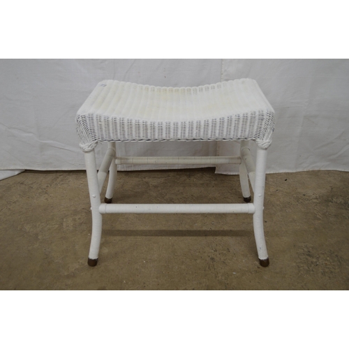 377 - Lloyd Loom chair standing on round legs with metal end caps - 54cm x 52cm x 72cm tall together with ... 