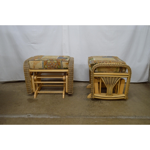 378 - Pair of wicker and bamboo rocking armchairs, both having removable cushions - 65cm x 75cm x 108cm ta... 