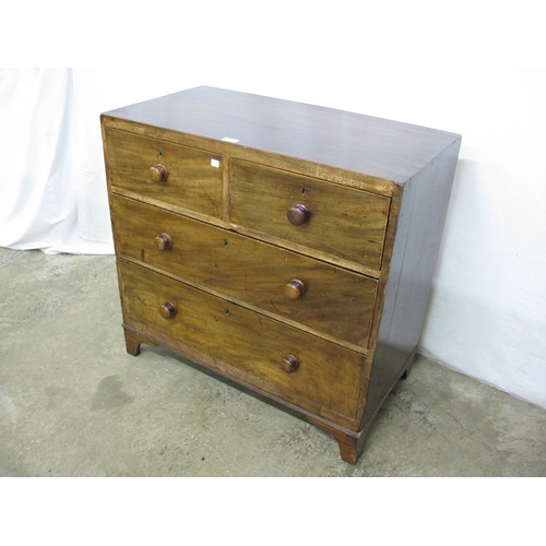 384 - Mahogany chest of two short over two long graduated drawers, standing on bracket feet - 84cm x 45cm ... 