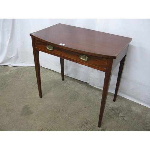 398 - Mahogany side table having a single drawer, standing on square tapered legs - 76cm x 47cm x 71cm tal... 