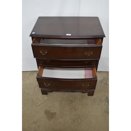 408 - Reproduction bow fronted chest of four long drawers, standing on bracket feet - 68cm x 42cm x 90cm t... 